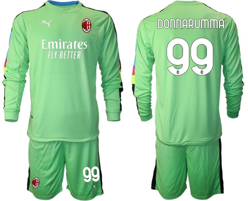 Men 2020-2021 club AC milan fruit green goalkeeper long sleeve #99 Soccer Jerseys